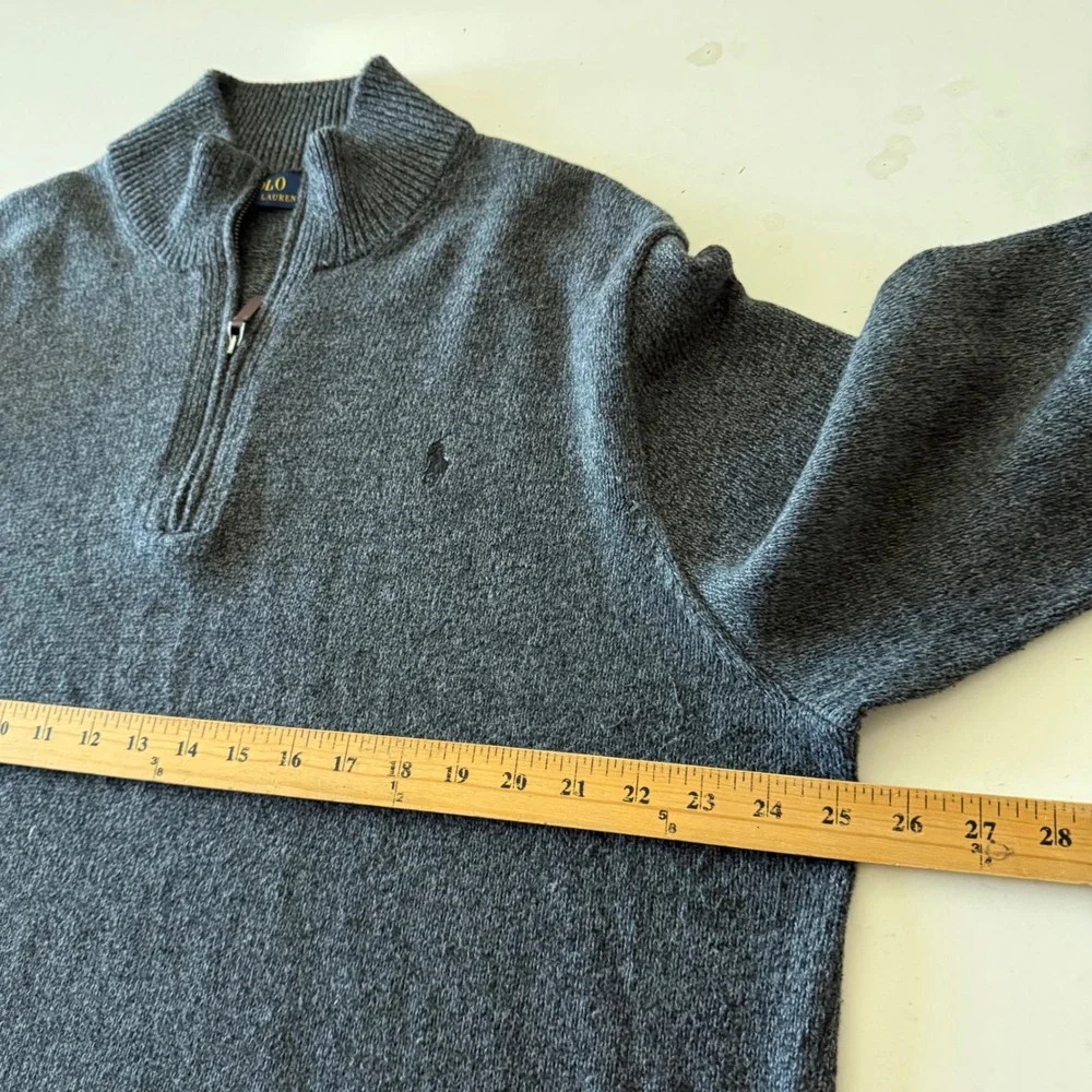 Polo Ralph Lauren Mens XXL Gray Cotton Quarter Zip Pullover Sweater Heathered